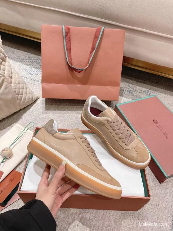 2025 Unisex Le Parmentier Beige Cream Leather Sneakers High Version LY00320(F)/LY00330(M)