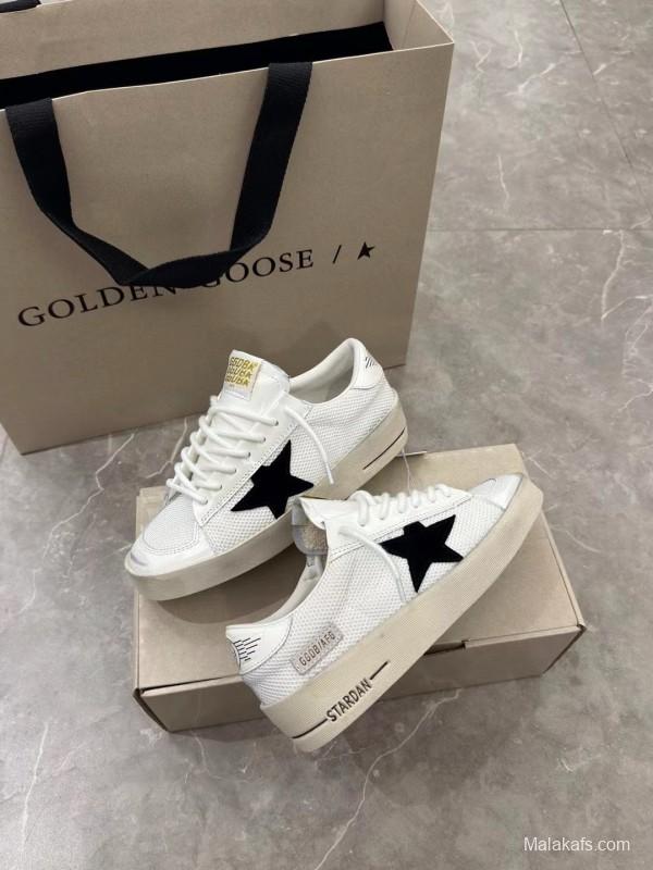 2024 Unisex GGDB White Black Leather Mesh Low Top Sneakers MJ00260