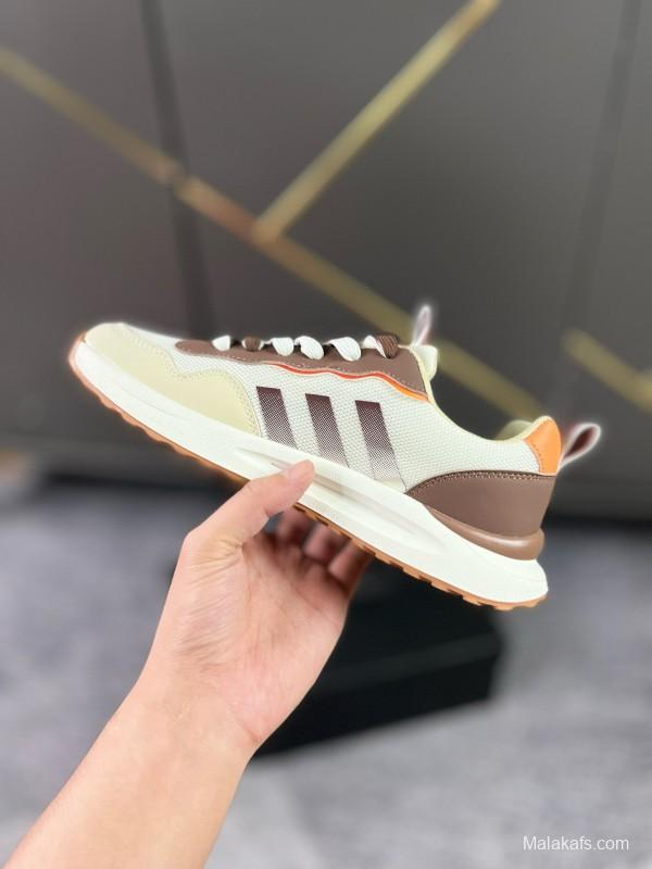 2024 Unisex Armani Beige Brown Pink Leather Mesh Casual Shoes MJ00230