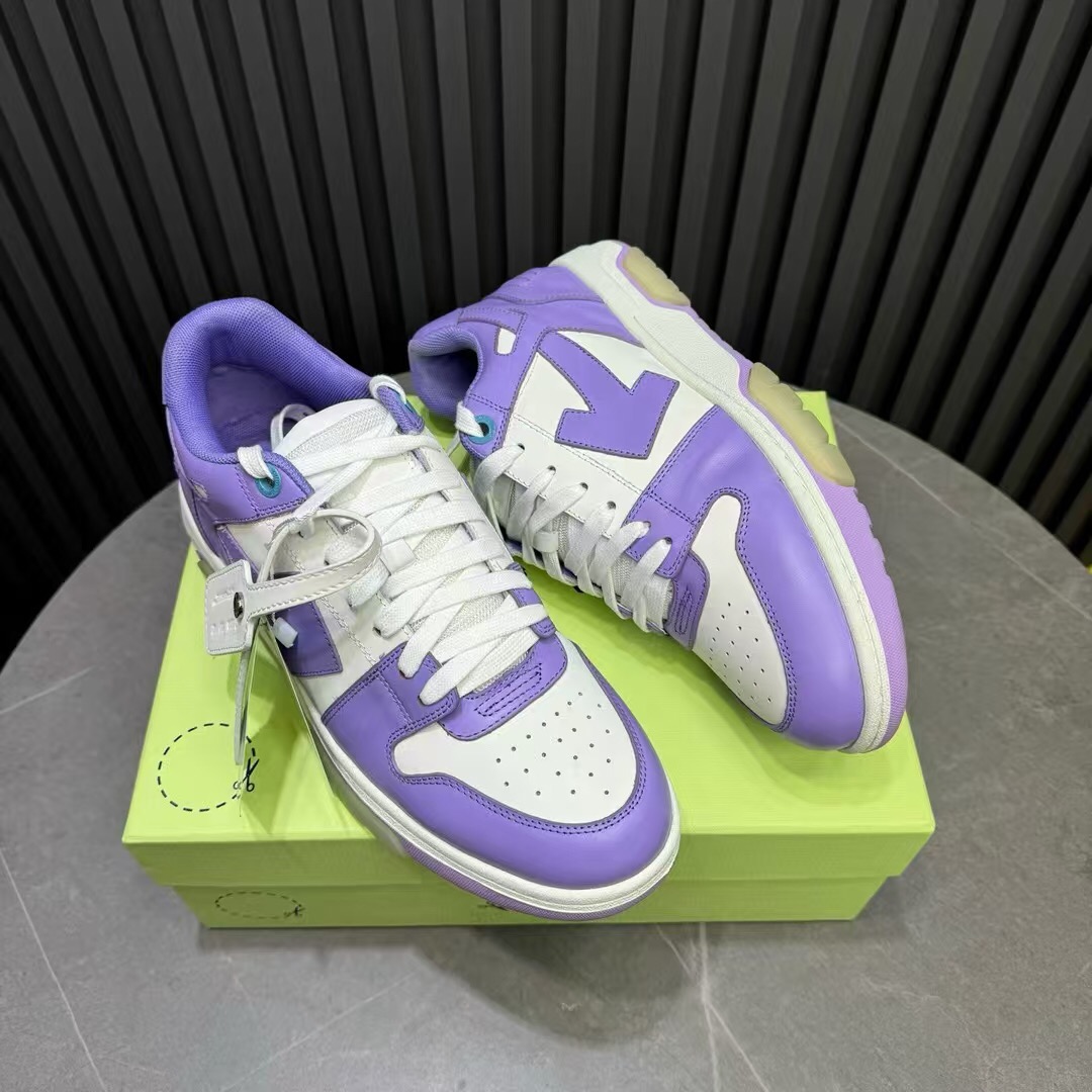 2025 Unisex Off-White Purple White Leather Sneakers KFY00320