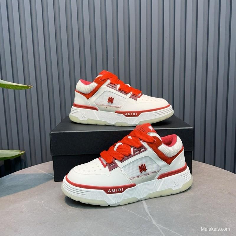 2024 Unisex Amiri White Red Leather Sneakers MJ00360