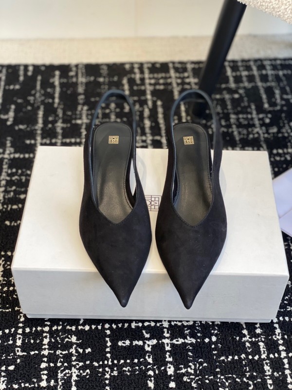 2025 Women Toteme Black Suede Slingback Pumps