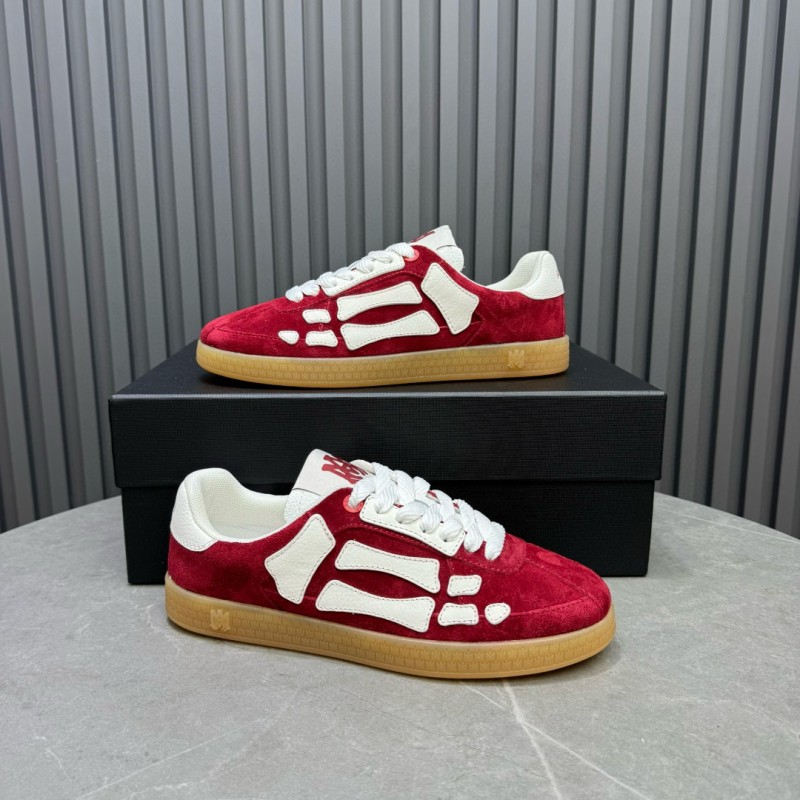 2024 Unisex Amiri Red White Suede Leather Sneakers MJ00300