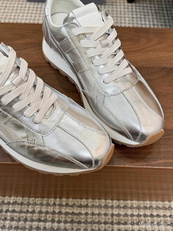2025 Unisex HOGAN Silver Leather Sneakers