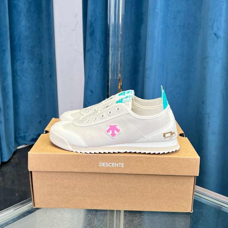 2024 Unisex DESCENTE迪桑特 White Pink Canvas Sneakers