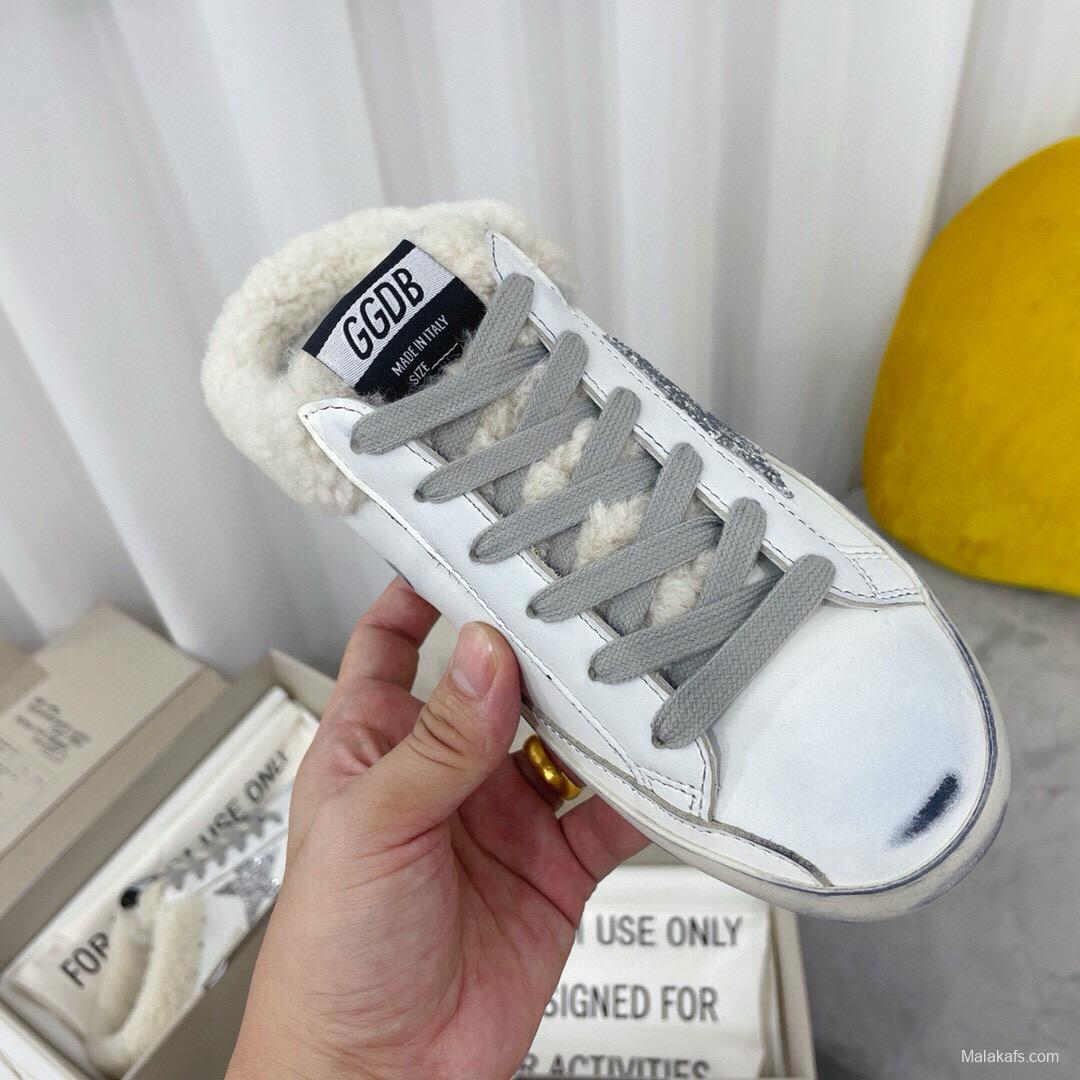 2024 Slippers GGDB White Grey Shearling Slippers MJ00280