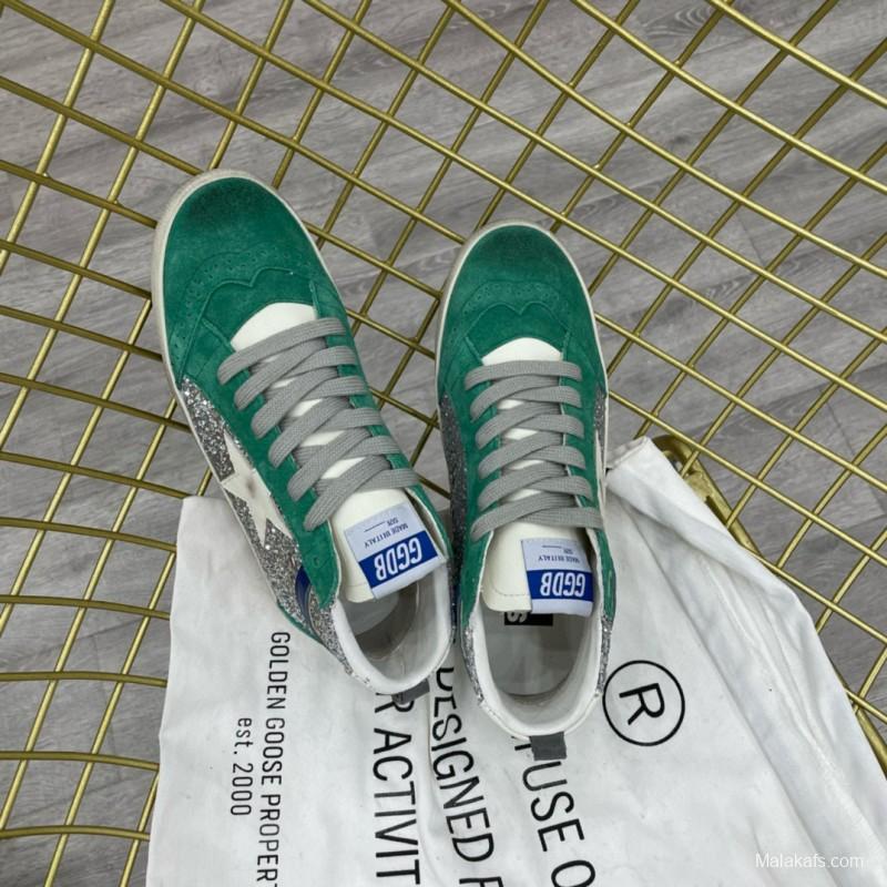 2024 Unisex GGDB Green Silver Glitter Suede High-top Sneakers MJ00300