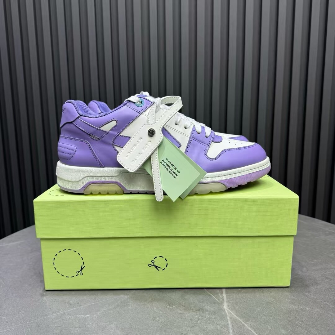 2025 Unisex Off-White Purple White Leather Sneakers KFY00320