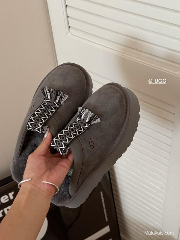 2024 UGG Gray Suede Slippers Tassel MJ00230
