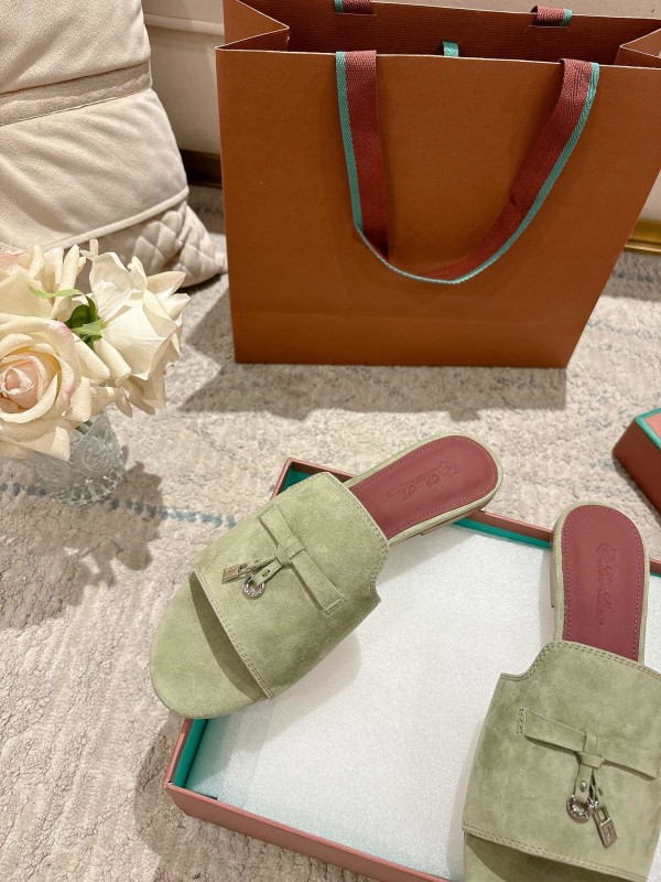 2025 Slippers LP Light Green Suede Slippers