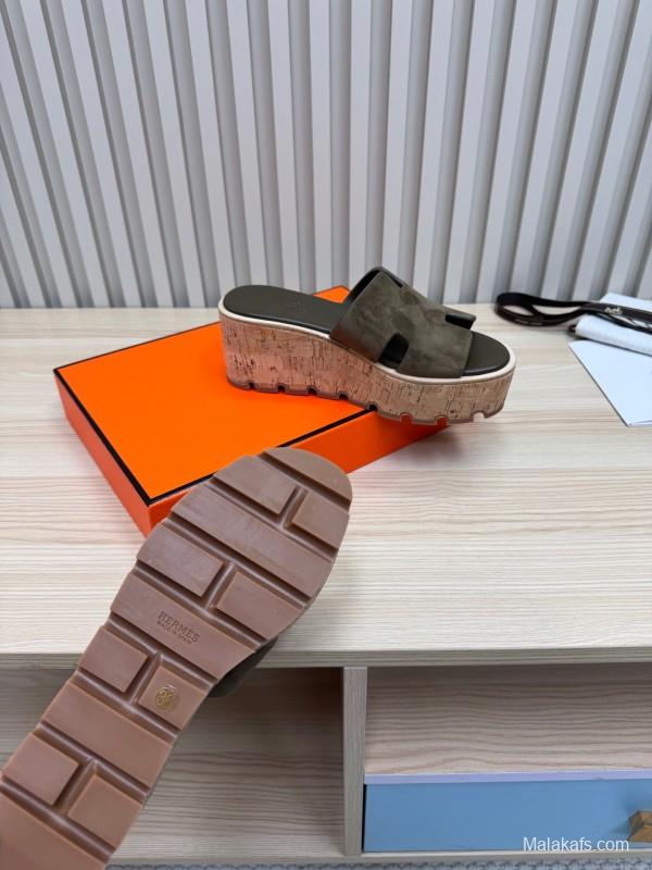 2025 Slippers Hermès Brown Suede Slippers