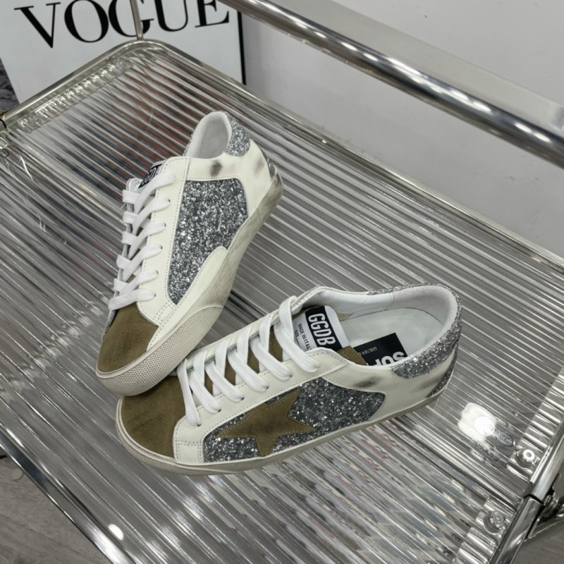 2025 Women GGDB Silver White Suede Leather Sneakers