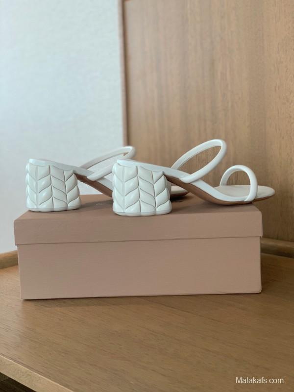 2025 Women Gianvito Rossi White Leather Sandals