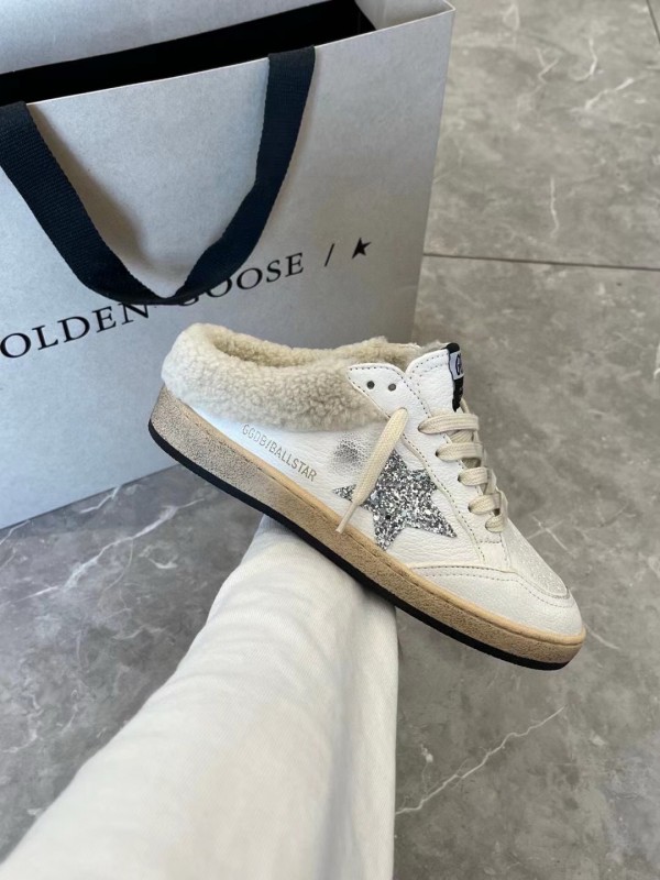 2024 GGDB white silver leather shearling sneakers MJ00280