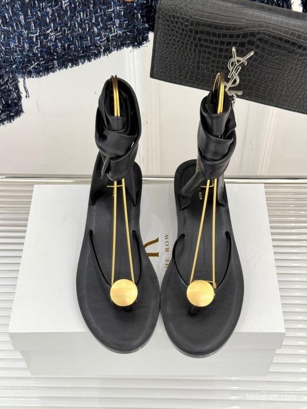 2025 Women Yves Saint Laurent Black Leather Sandal