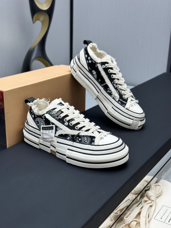 2025 Unisex XVESSEL Black White Canvas Plimsolls Distressed AS00240