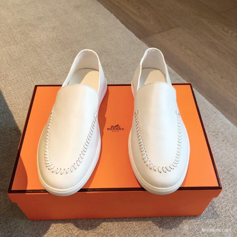 2025 Unisex Hermès White Leather Plimsolls AS00380