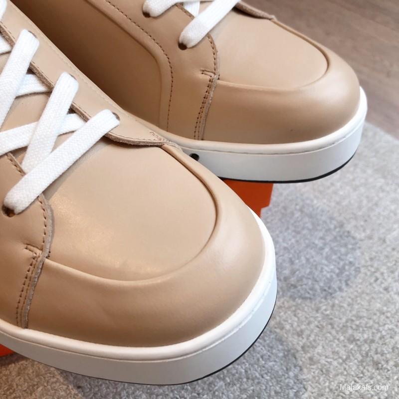 2025 Unisex H Beige Leather Sneakers AS00380