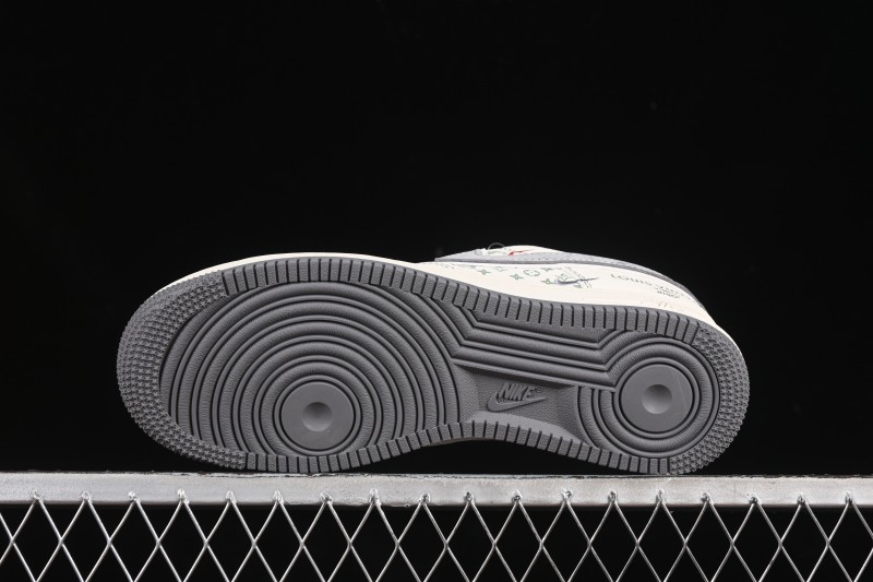 Nike Air Force 1 '07 Low LV Collaboration Light Gray Small Double Hook Casual Sneakers - YX5066-350