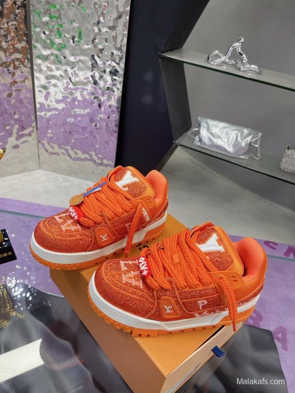 2025 Unisex Louis Vuitton Orange Crystal Plimsolls Bing Bing AS00420