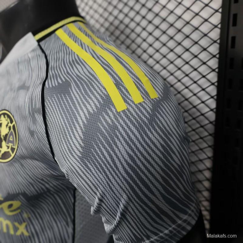 Player Version 25/26 Club America Grey with Diagonal Stripe Pattern Jersey