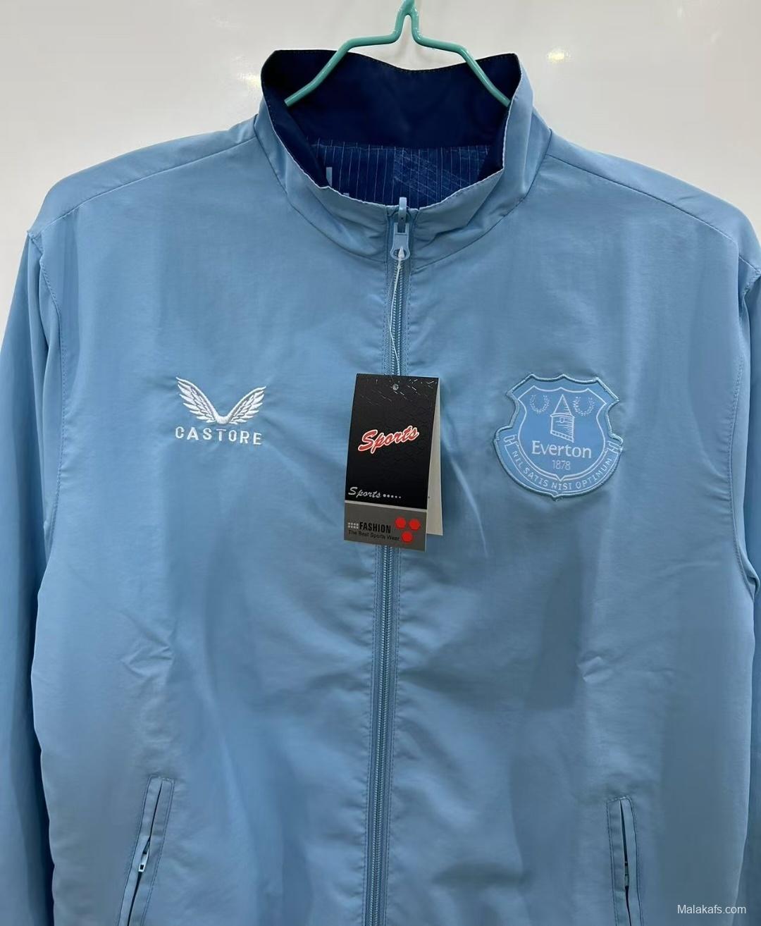 25/26 Everton Navy Blue/Blue with Stadium Blueprint Pattern Reversible Windbreaker