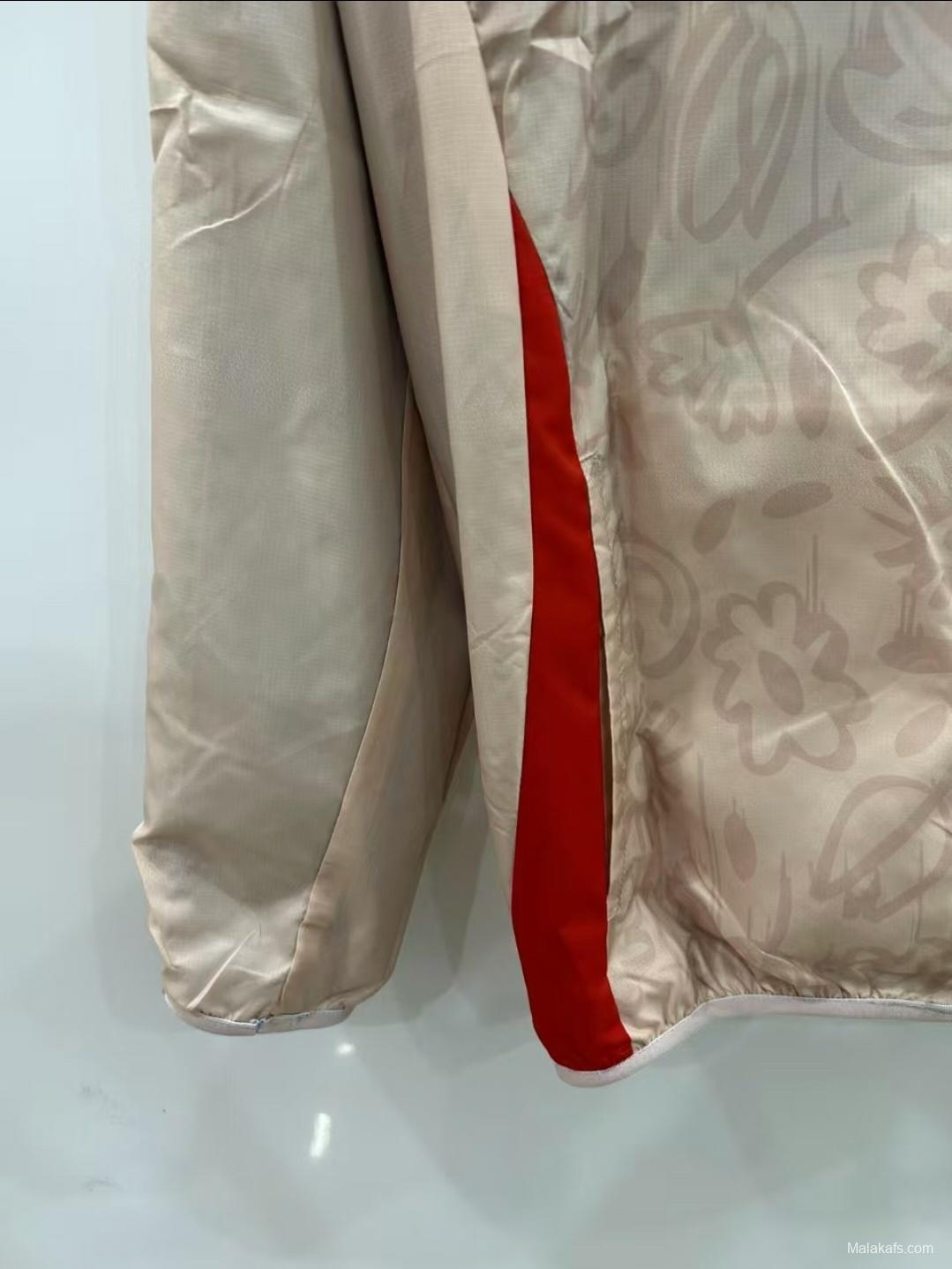 2025 Italy Light Blue/Beige with Floral Pattern Reversible Windbreaker