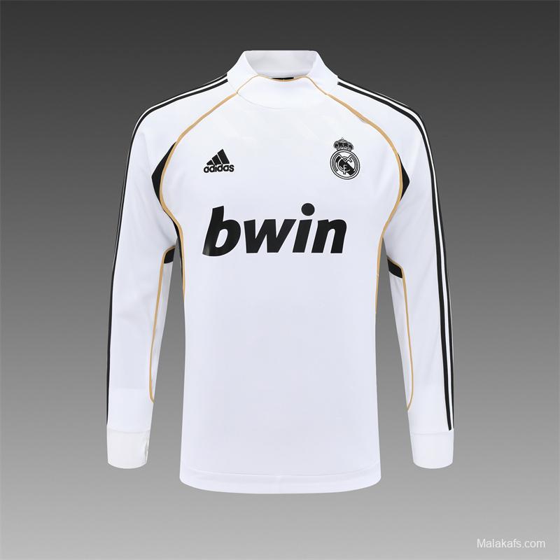 Retro 11/12 Real Madrid White Half Zipper Jacket+Long Pants