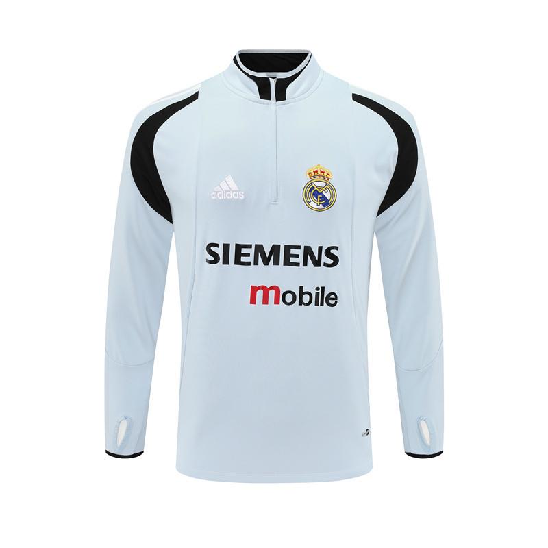 Retro 04/05 Real Madrid Light Grey Half Zipper Jacket+Long Pants