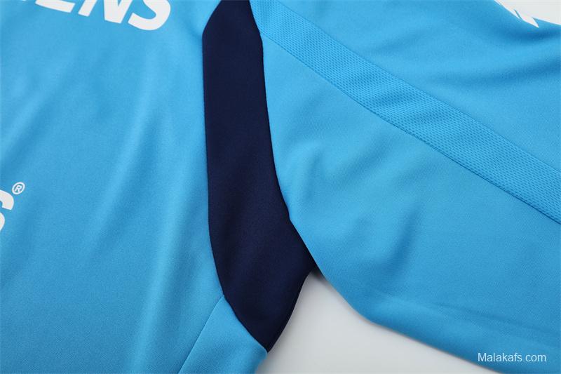 Retro 05/06 Real Madrid Light Blue Half Zipper Jacket+Long Pants