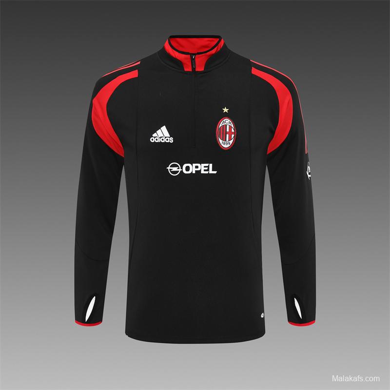 Retro 04/05 AC Milan Black Half Zipper Jacket+Long Pants