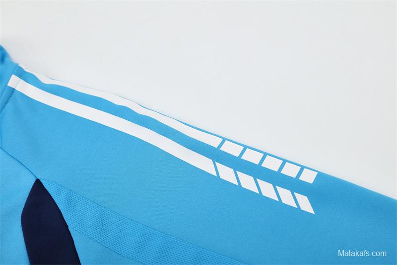 Retro 05/06 Real Madrid Light Blue Half Zipper Jacket+Long Pants