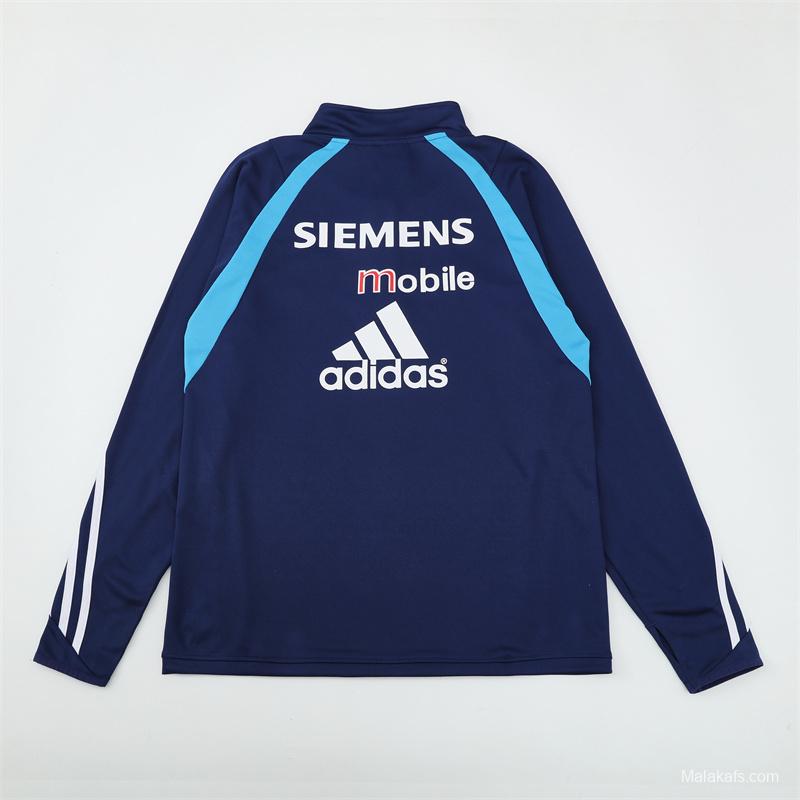 Retro 03/04 Real Madrid Royal Blue Half Zipper Jacket+Long Pants