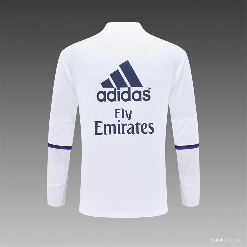 Retro 16/17 Real Madrid White Half Zipper Jacket