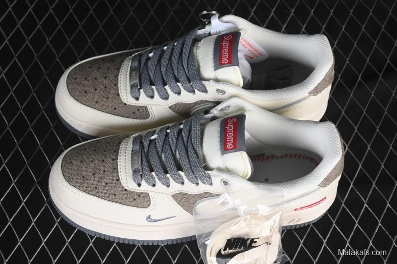 Nike Air Force 1 '07 Low Supreme Collaboration Beige Canvas Casual Sneakers - XX3168-210