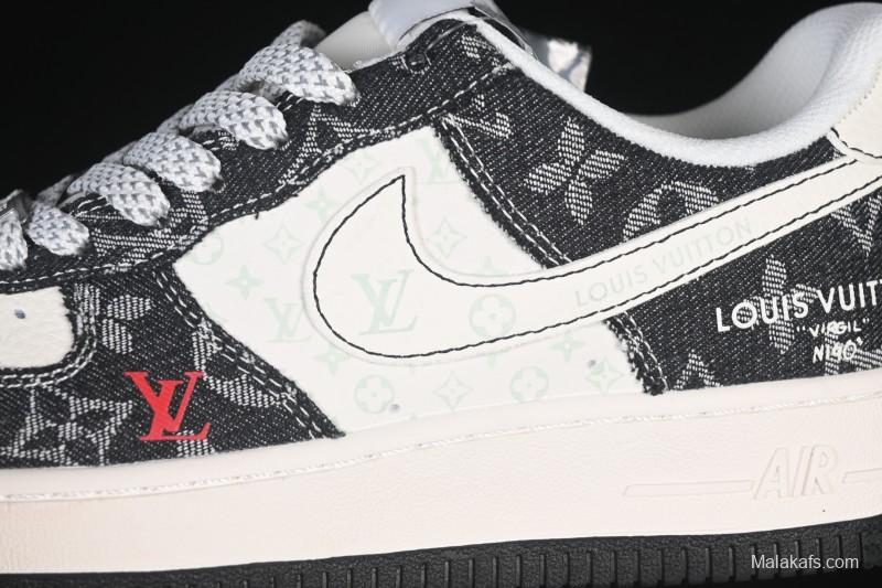 Nike Air Force 1 '07 Low LV Collaboration Denim Beige Black Stitching Casual Sneakers - MZ9588-815