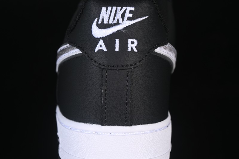 Nike Air Force 1'07 Low Black White Cracked Leather Casual Sneakers - ZH0316-118