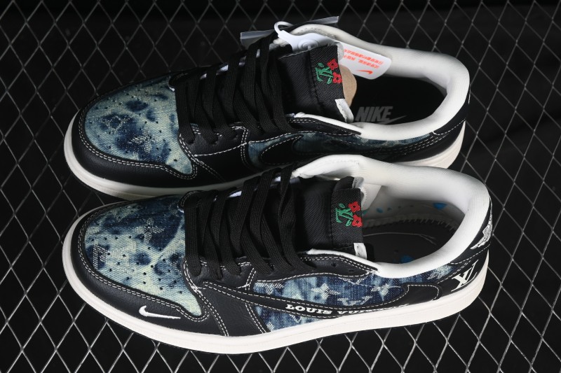 Nike Travis Scott x Fragment Design x Air Jordan 1 Low OG SP Retro Denim Low-Top Casual Sneakers - LD2028-045