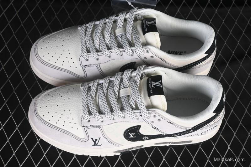 Nike SB Dunk Low LV Collaboration Graffiti Dual-Color Anniversary High-End Custom Low-Top Casual Skate Shoes - CX5050-Y01