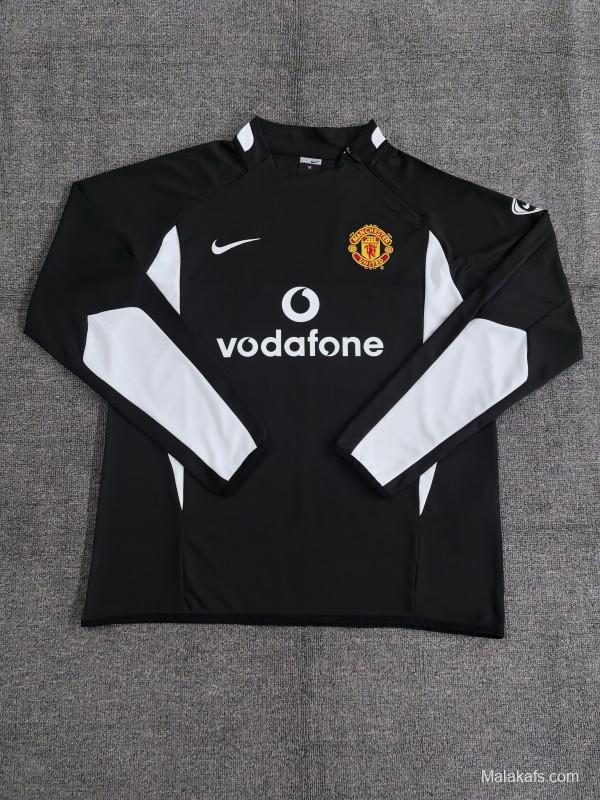 Retro 02/03 Manchester United Black Half Zipper Jacket+Long Pants