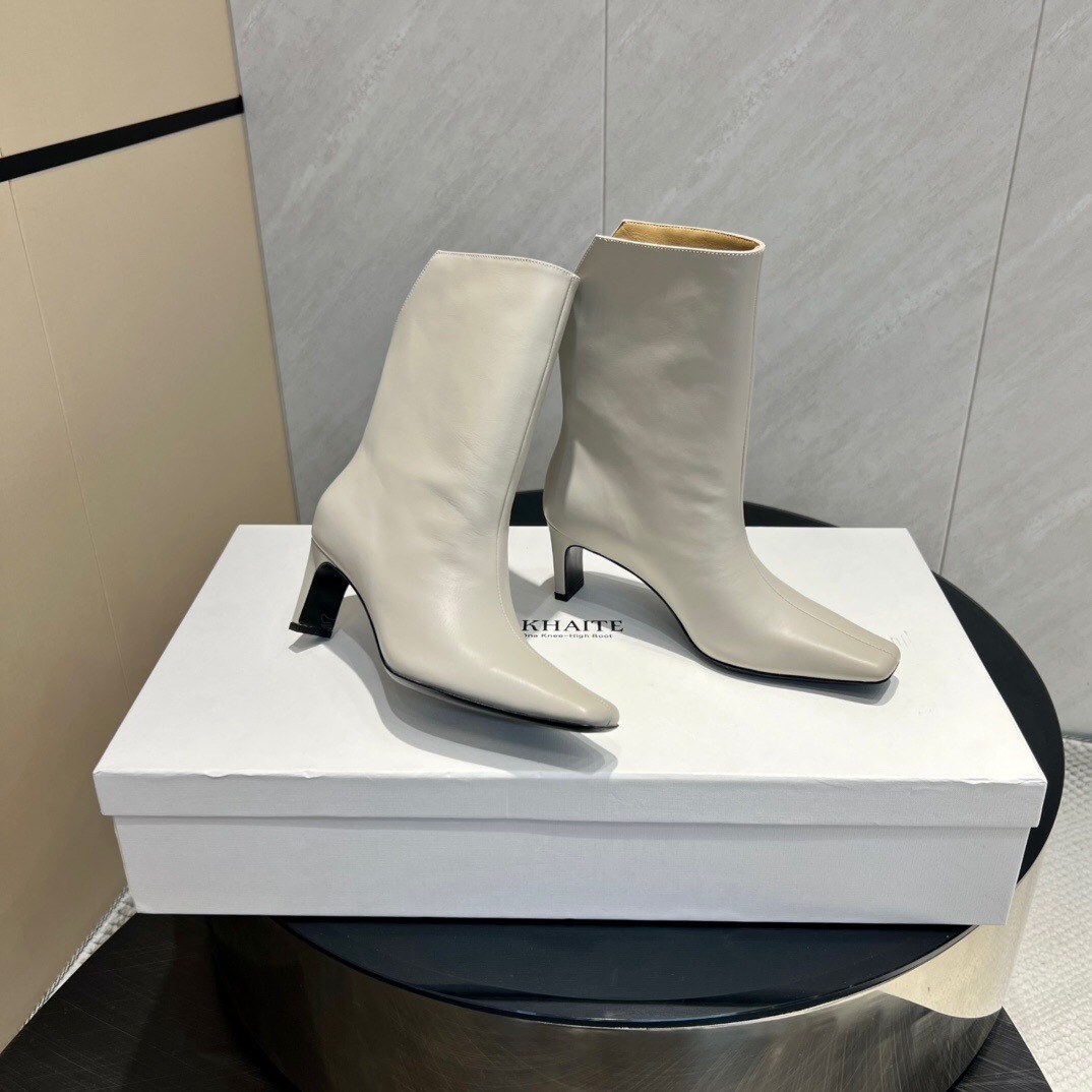 Khaite 2025 SS Fashion Square Toe Slip-On Ankle Boots - KFY00390