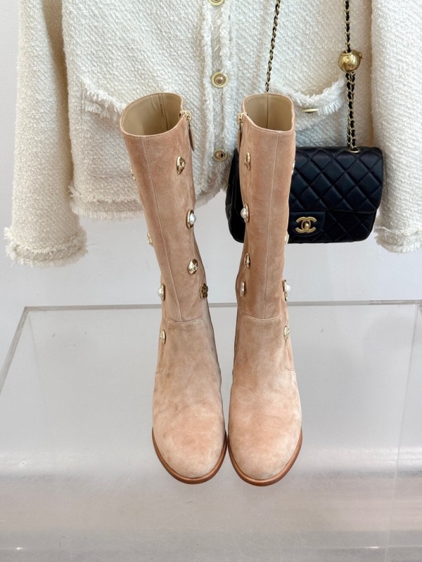 Chanel 25K Double C Metal Buckle High Heel Boots - KFY00530