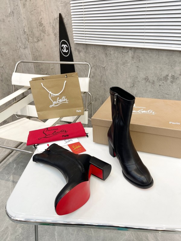 Christian Louboutin 2025/SS Chunky Heel Stretch Ankle Boots - LY00300