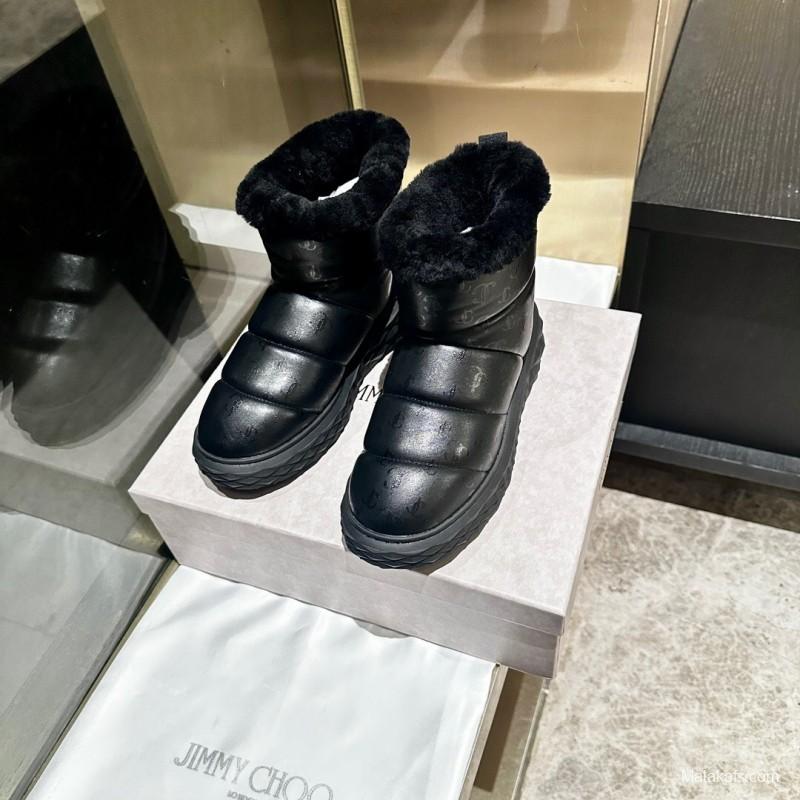 JIMMY CHOO 2025 SS Casual White Sneakers with Genuine Wool Snow Boots - LY00340