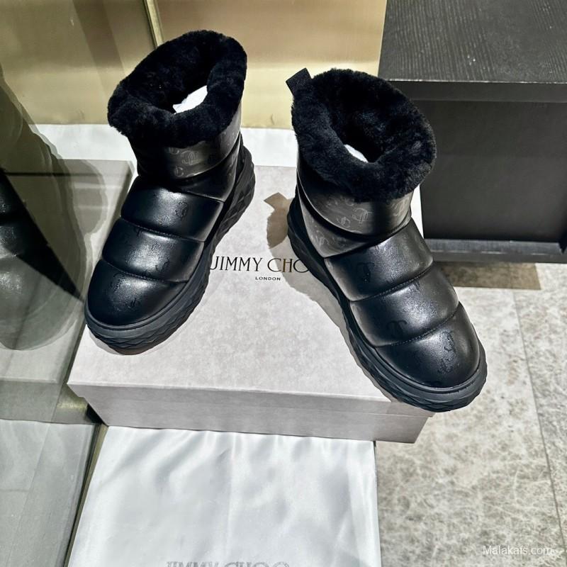 JIMMY CHOO 2025 SS Casual White Sneakers with Genuine Wool Snow Boots - LY00340