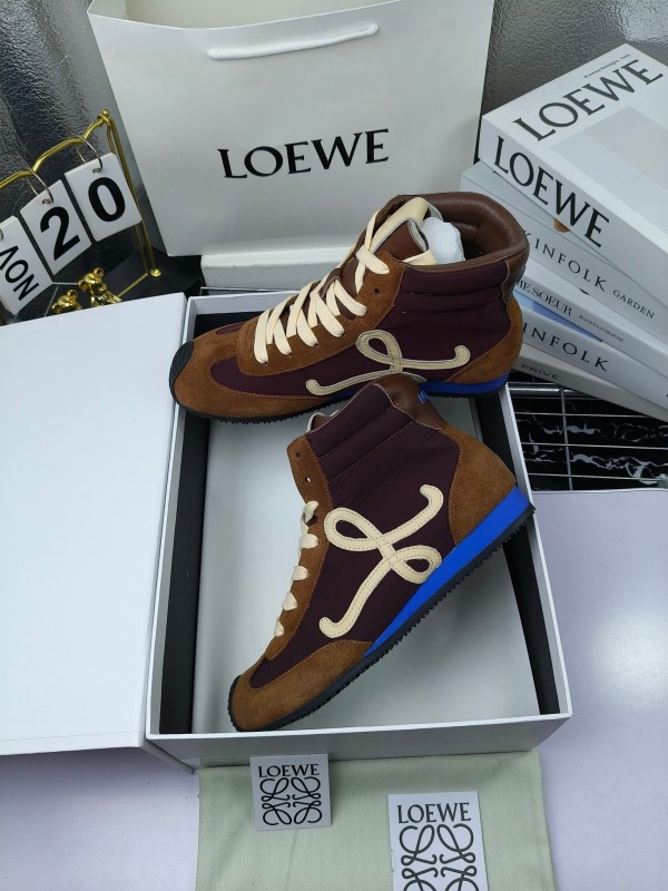 LOEWE High-Top German Training Sneakers Retro Fashion Casual White Shoes - LY00330