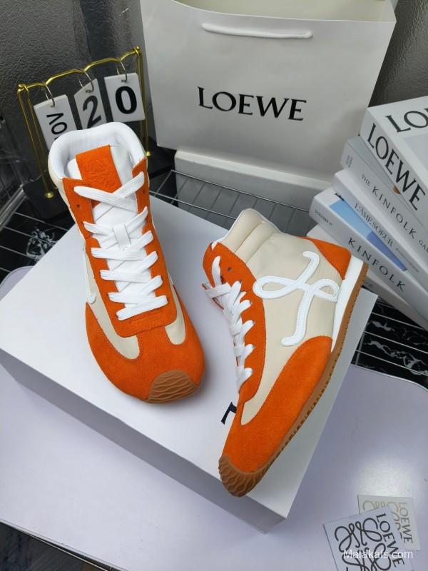 LOEWE High-Top German Training Sneakers Retro Fashion Casual White Shoes - LY00330