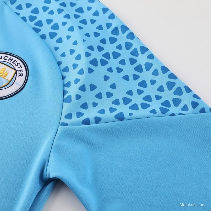25/26  Manchester City Sky Blue Half Zipper Jacket+Long Pants