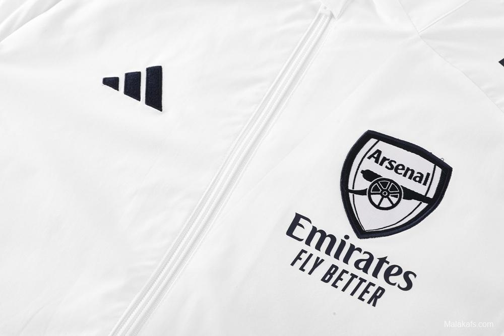 25/26 Arsenal White S-2XL Half Zipper Jacket+Long Pants
