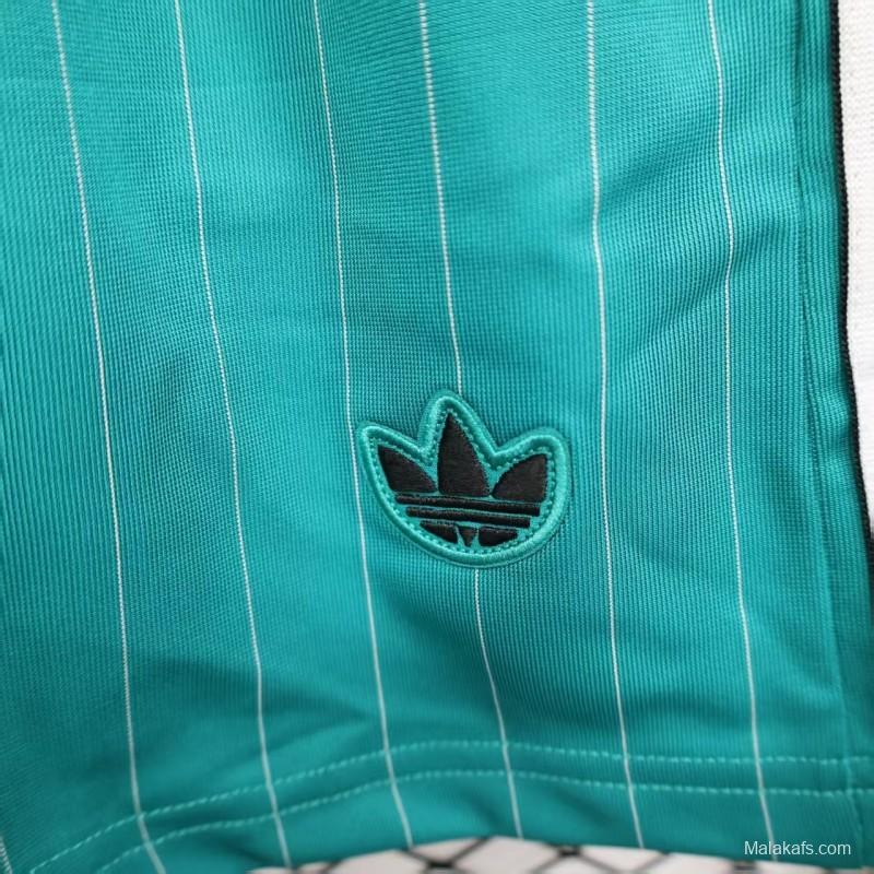 25/26 Liverpool Adidas Original Green with Teal Pinstripes Shorts